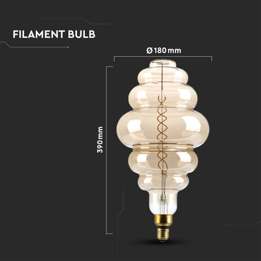 LED pritemdoma elektros lemputė FILAMENT S200 E27/8W/230V 1800K