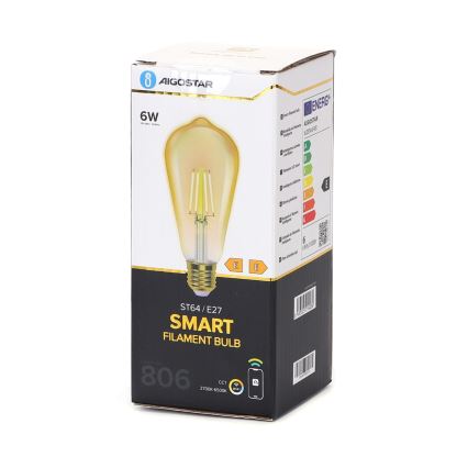 LED pritemdoma elektros lemputė FILAMENT ST64 E27/6W/230V 2700-6500K Wi-Fi - Aigostar