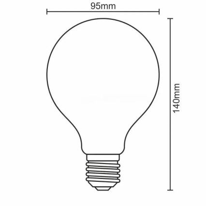 LED pritemdoma elektros lemputė FILAMENT VINTAGE G95 E27/12W/230V 2000K