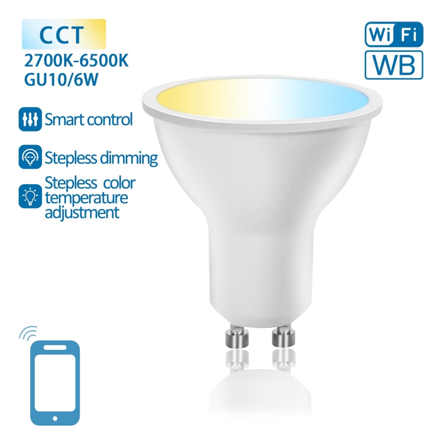 LED pritemdoma elektros lemputė GU10/6W/230V 2700-6500K Wi-Fi - Aigostar