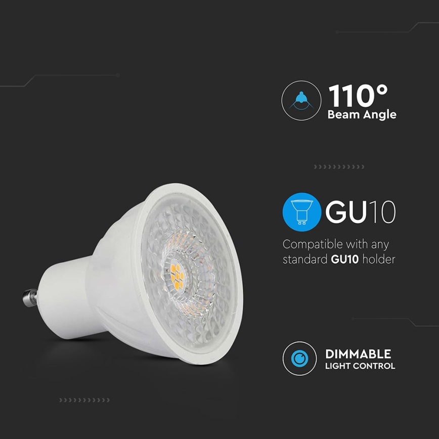LED pritemdoma elektros lemputė GU10/6W/230V 4000K 110°