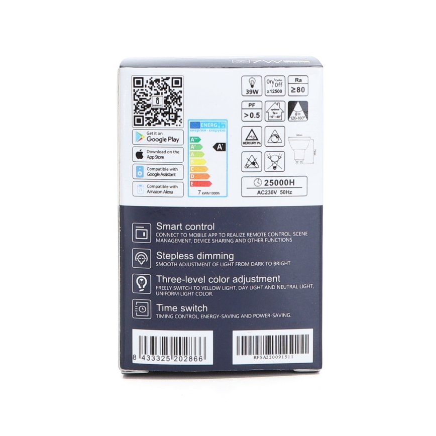 LED pritemdoma elektros lemputė GU10/7W/230V 3000-6500K Wi-Fi - Aigostar