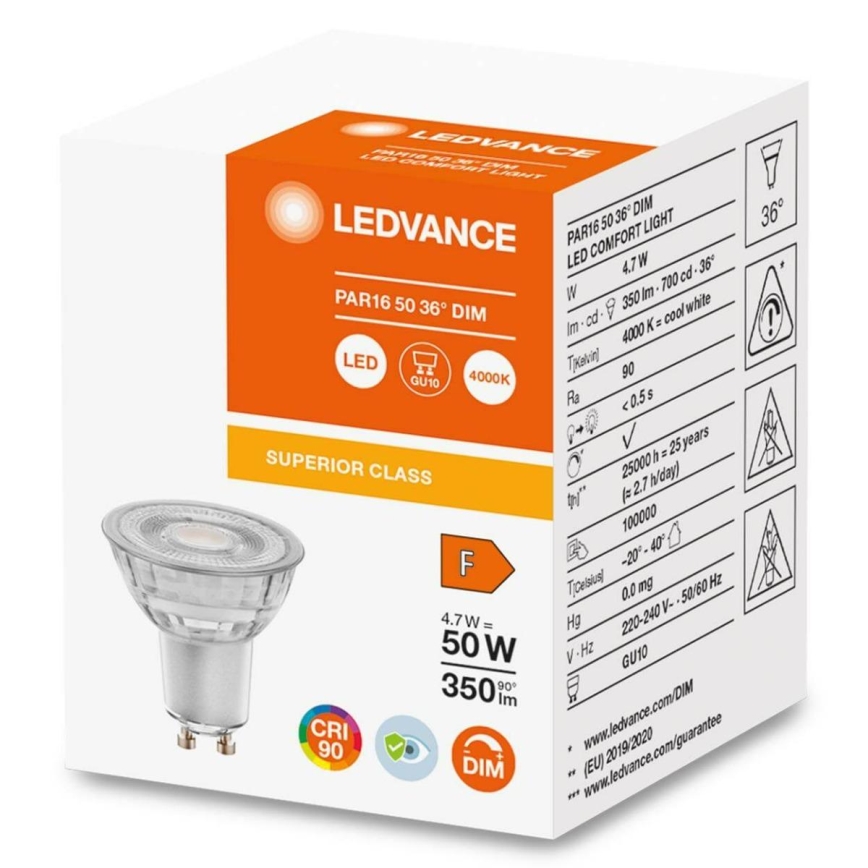 LED pritemdoma elektros lemputė PAR16 GU10/4,7W/230V 4000K 36° CRI 90 - Osram