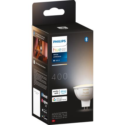 LED pritemdoma elektros lemputė Philips Hue White Ambiance GU5,3/MR16/5,1W/12V 2200-6500K