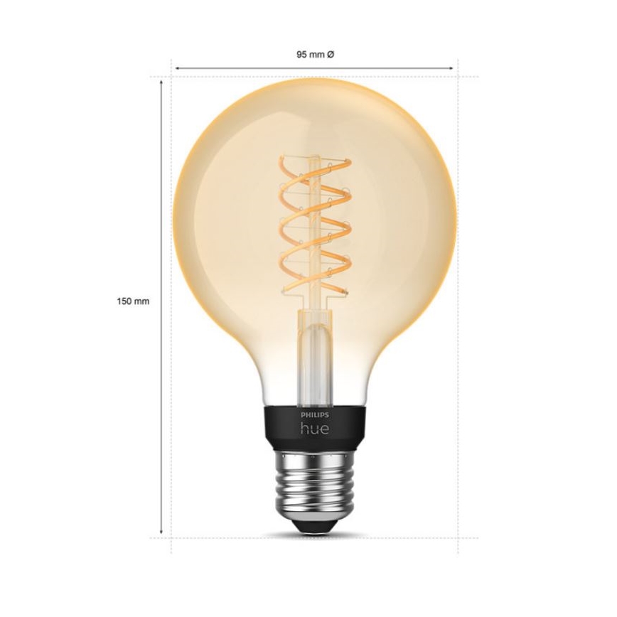 LED pritemdoma elektros lemputė Philips Hue WHITE FILAMENT G93 E27/7,2W/230V 2100K