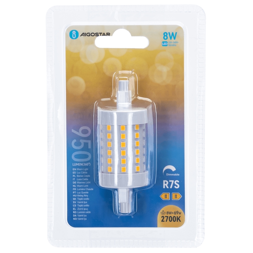 LED pritemdoma elektros lemputė R7s/8W/230V 2700K - Aigostar