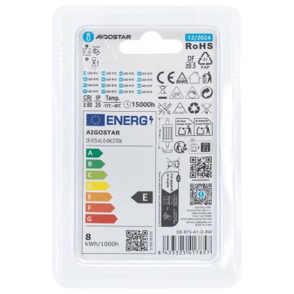 LED pritemdoma elektros lemputė R7s/8W/230V 2700K - Aigostar