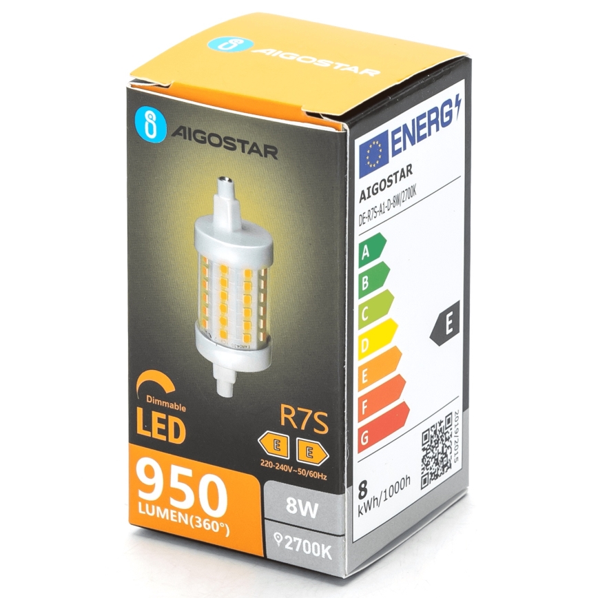 LED pritemdoma elektros lemputė R7s/8W/230V 2700K - Aigostar