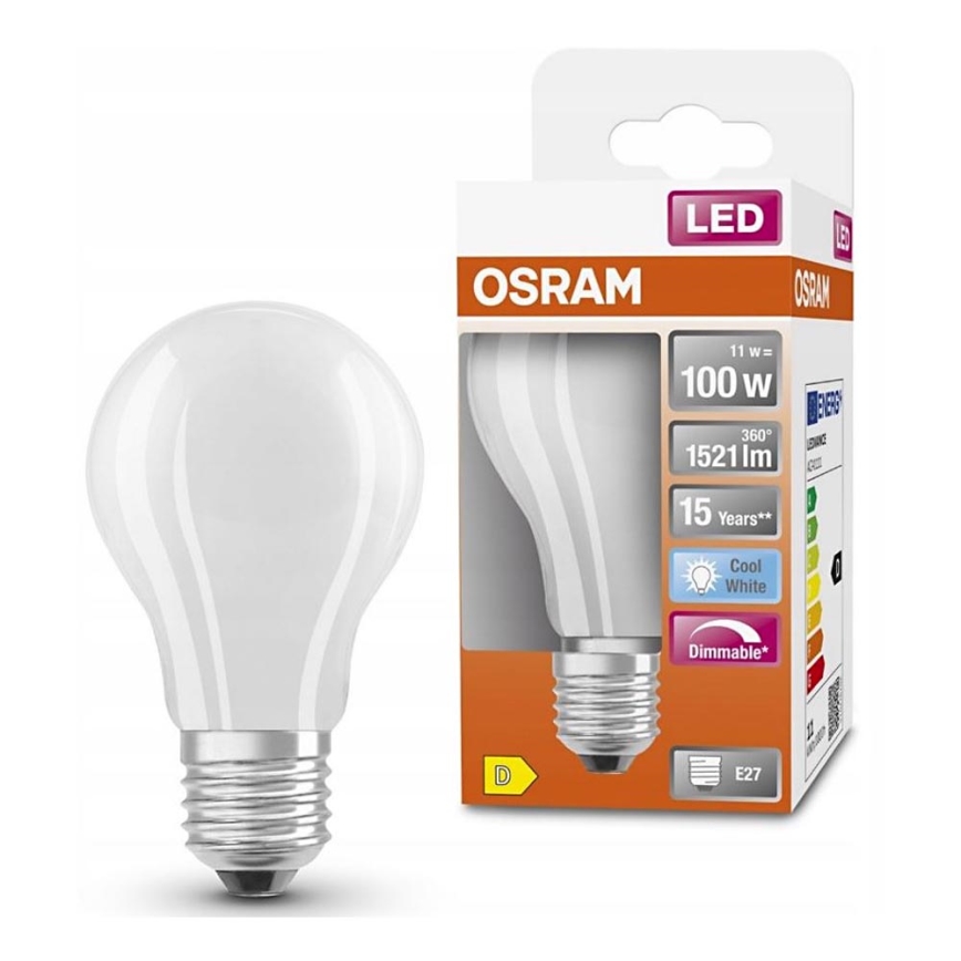 LED pritemdoma elektros lemputė RETROFIT A60 E27/11W/230V 4000K - Osram