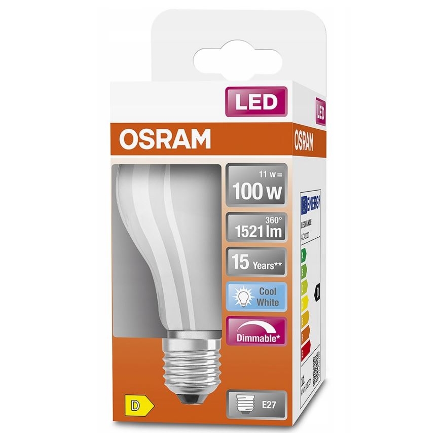 LED pritemdoma elektros lemputė RETROFIT A60 E27/11W/230V 4000K - Osram