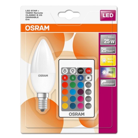 LED pritemdoma elektros lemputė RGB STAR E14/4,5W/230V 2700K – Osram