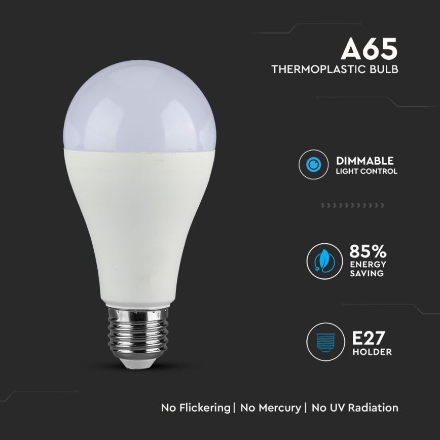 LED pritemdoma elektros lemputė SAMSUNG CHIP A65 E27/17W/230V 6400K