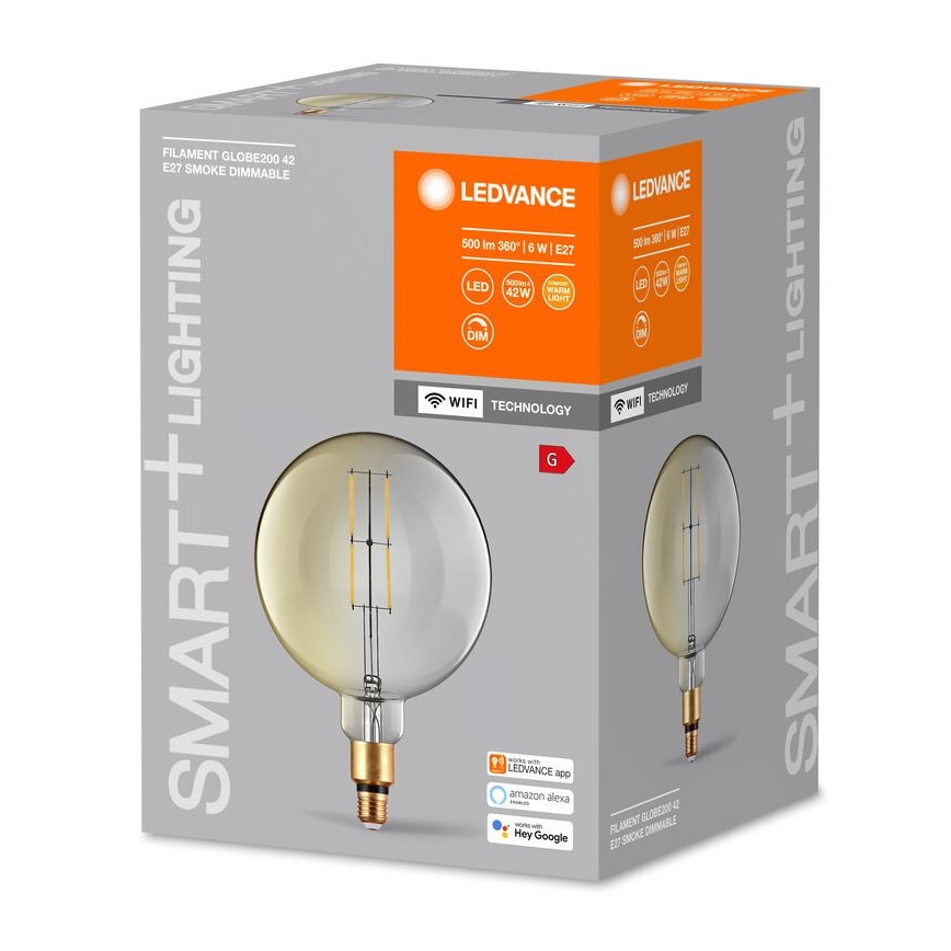 LED pritemdoma elektros lemputė SMART+ GLOBE G200 E27/6W/230V 2500K Wi-Fi - Ledvance