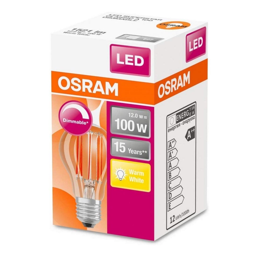LED pritemdoma elektros lemputė VINTAGE E27/12W/230V - Osram