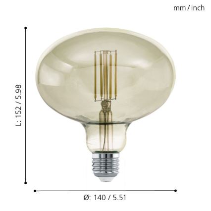 LED pritemdoma elektros lemputė VINTAGE E27/4W/230V 3000K - Eglo 12599
