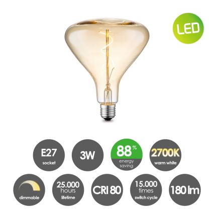 LED pritemdoma elektros lemputė VINTAGE EDISON E27/3W/230V 2700K