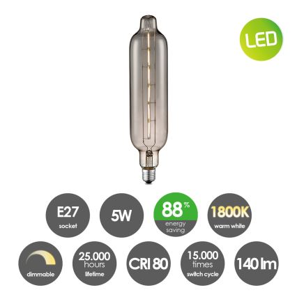 LED pritemdoma elektros lemputė VINTAGE EDISON E27/5W/230V 1800K