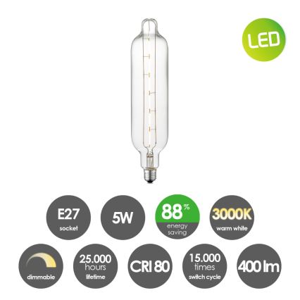 LED pritemdoma elektros lemputė VINTAGE EDISON E27/5W/230V 3000K