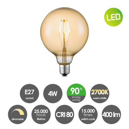 LED pritemdoma elektros lemputė VINTAGE EDISON G125 E27/4W/230V 2700K