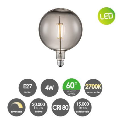 LED pritemdoma elektros lemputė VINTAGE EDISON G180 E27/4W/230V 2700K