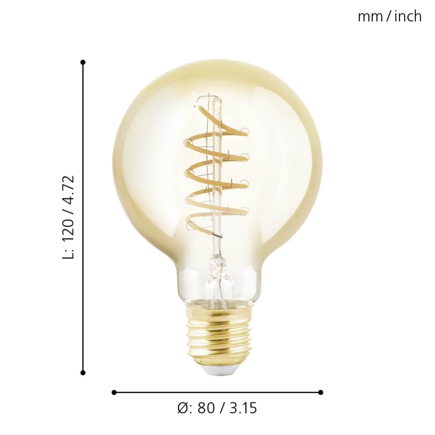 LED pritemdoma elektros lemputė VINTAGE G80 E27/4W/230V 2200K - Eglo 11876