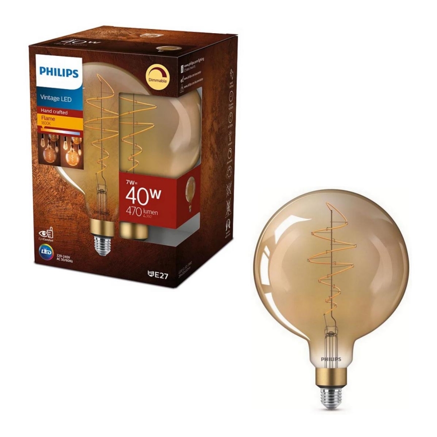 LED pritemdoma elektros lemputė VINTAGE Philips G200 E27/7W/230V 2000K