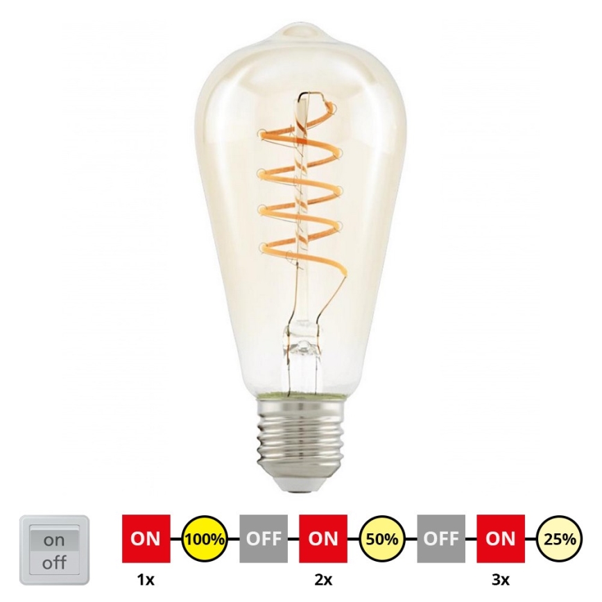 LED pritemdoma elektros lemputė VINTAGE ST64 E27/4W/230V 2200K - STEPDIMMING - Eglo 12522
