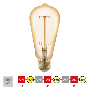 LED pritemdoma elektros lemputė VINTAGE ST64 E27/4W/230V 2200K - STEPDIMMING - Eglo 12863