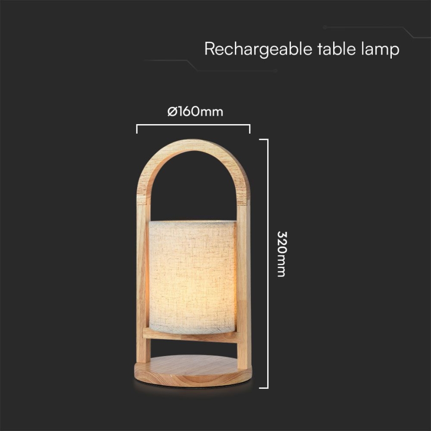 LED Pritemdoma įkraunama jutiklinė stalinė lempa LED/1,5W/5V 3000K 1800mAh smėlio spalva