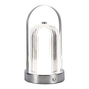 LED Pritemdoma įkraunama jutiklinė stalinė lempa LED/1W/5V 3000-6000K 1800 mAh matinis chromas