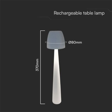 LED Pritemdoma įkraunama jutiklinė stalinė lempa LED/3W/5V 3000-6000K 1800 mAh balta