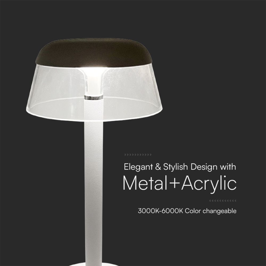 LED Pritemdoma įkraunama jutiklinė stalinė lempa LED/3W/5V 3000-6000K 1800 mAh balta