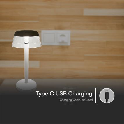 LED Pritemdoma įkraunama jutiklinė stalinė lempa LED/3W/5V 3000-6000K 1800 mAh balta