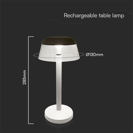 LED Pritemdoma įkraunama jutiklinė stalinė lempa LED/3W/5V 3000-6000K 1800 mAh balta