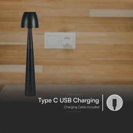 LED Pritemdoma įkraunama jutiklinė stalinė lempa LED/3W/5V 3000-6000K 1800 mAh juoda