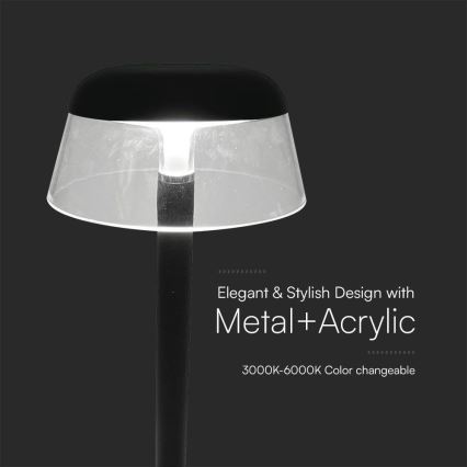LED Pritemdoma įkraunama jutiklinė stalinė lempa LED/3W/5V 3000-6000K 1800 mAh juoda