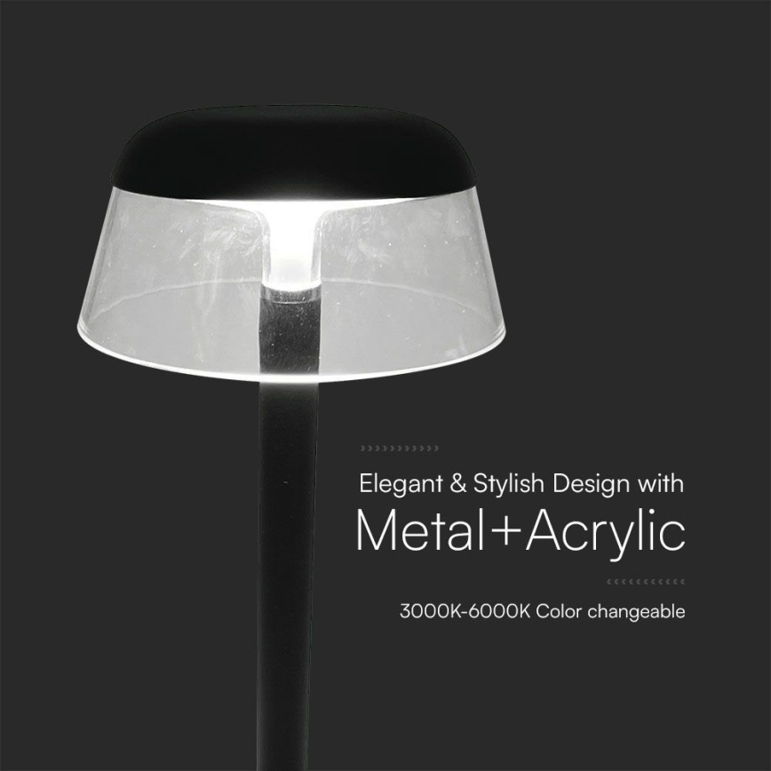 LED Pritemdoma įkraunama jutiklinė stalinė lempa LED/3W/5V 3000-6000K 1800 mAh juoda