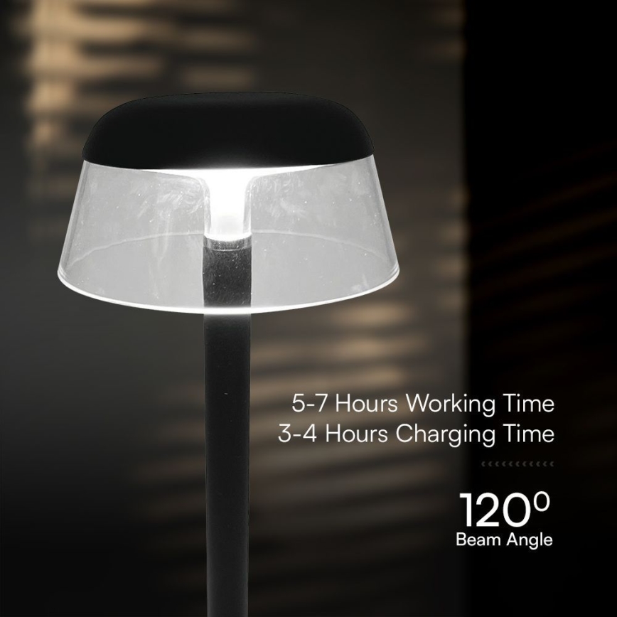 LED Pritemdoma įkraunama jutiklinė stalinė lempa LED/3W/5V 3000-6000K 1800 mAh juoda