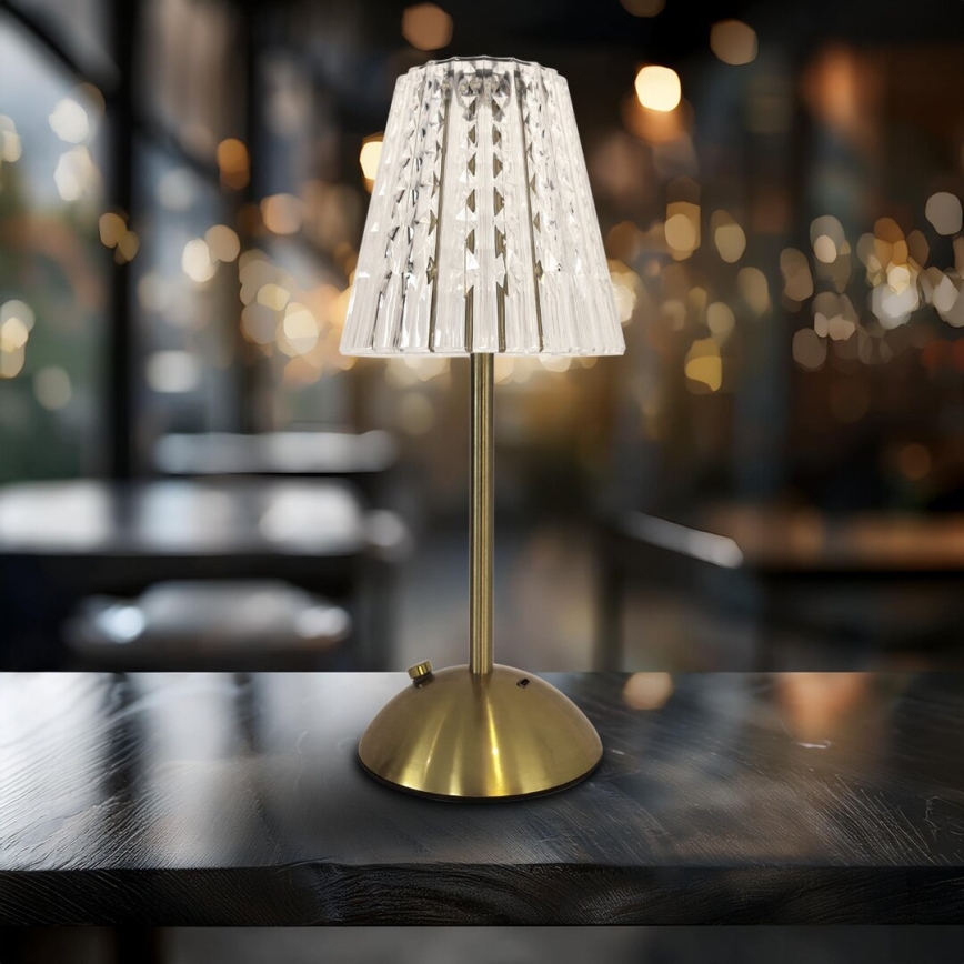 LED Pritemdoma įkraunama stalinė lempa ELBA LED/1,6W/800 mAh 3000/4000/6000K auksas/permatoma