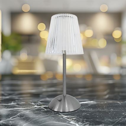 LED Pritemdoma įkraunama stalinė lempa ELBA LED/1,6W/800 mAh matinis chromas/permatoma