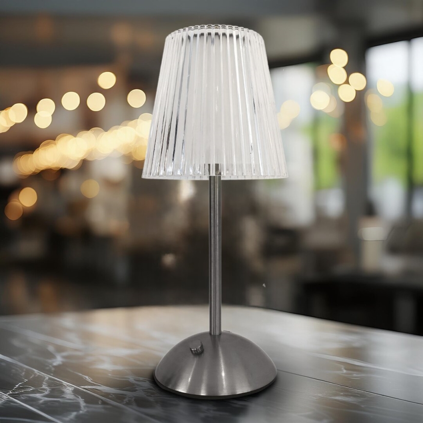 LED Pritemdoma įkraunama stalinė lempa ELBA LED/1,6W/800 mAh matinis chromas/permatoma