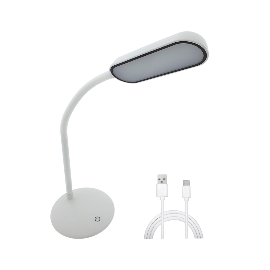LED Pritemdoma jutiklinė lanksti stalinė lempa LED/6W/5V USB 1200 mAh balta