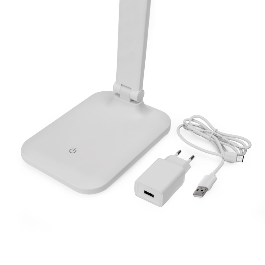 LED Reguliuojama jutiklinė stalinė lempa su belaidžiu įkrovikliu ir USB prievadas REMUS LED/5W/230V balta