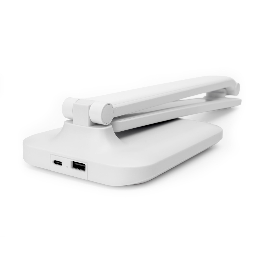 LED Reguliuojama jutiklinė stalinė lempa su belaidžiu įkrovikliu ir USB prievadas REMUS LED/5W/230V balta