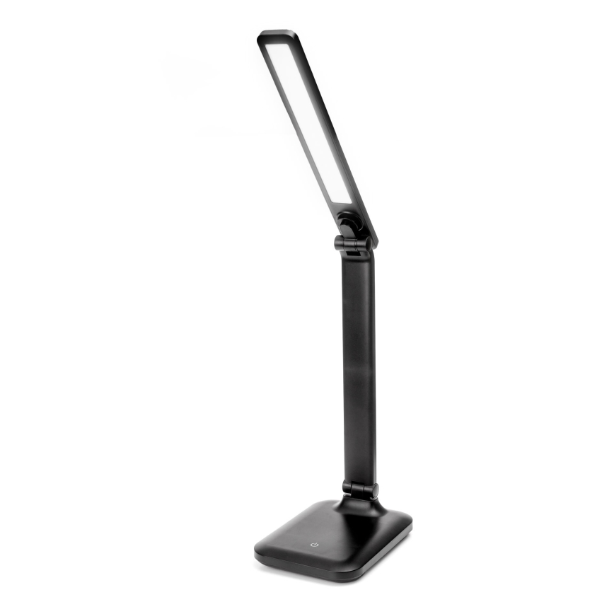 LED Reguliuojama jutiklinė stalinė lempa su belaidžiu įkrovikliu ir USB prievadas REMUS LED/5W/230V juoda