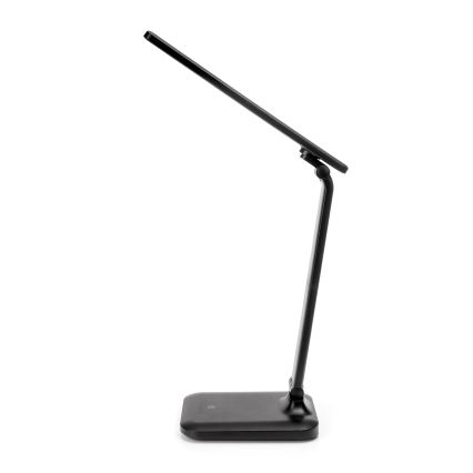 LED Reguliuojama jutiklinė stalinė lempa su belaidžiu įkrovikliu ir USB prievadas REMUS LED/5W/230V juoda