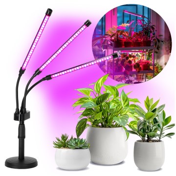 LED Pritemdoma lanksti stalinė lempa augantiems augalams VITARO 3xLED/10W/230V juoda