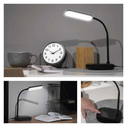 LED Pritemdoma lanksti stalinė lempa LED/12W/230V 3000K/4000K/6500K juoda