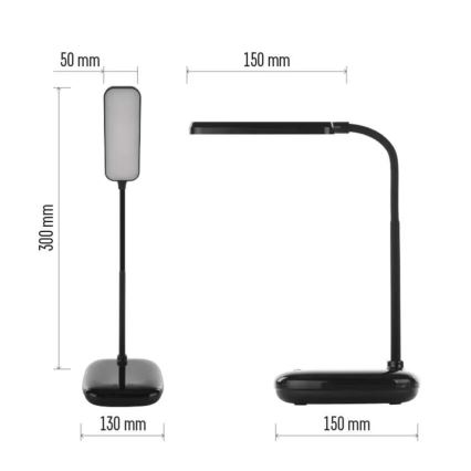 LED Pritemdoma lanksti stalinė lempa LED/12W/230V 3000K/4000K/6500K juoda