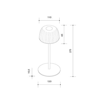 LED Pritemdoma lauko įkraunama stalinė lempa VIVIEN LED/3W/5V 2700K 1600 mAh IP54 juoda
